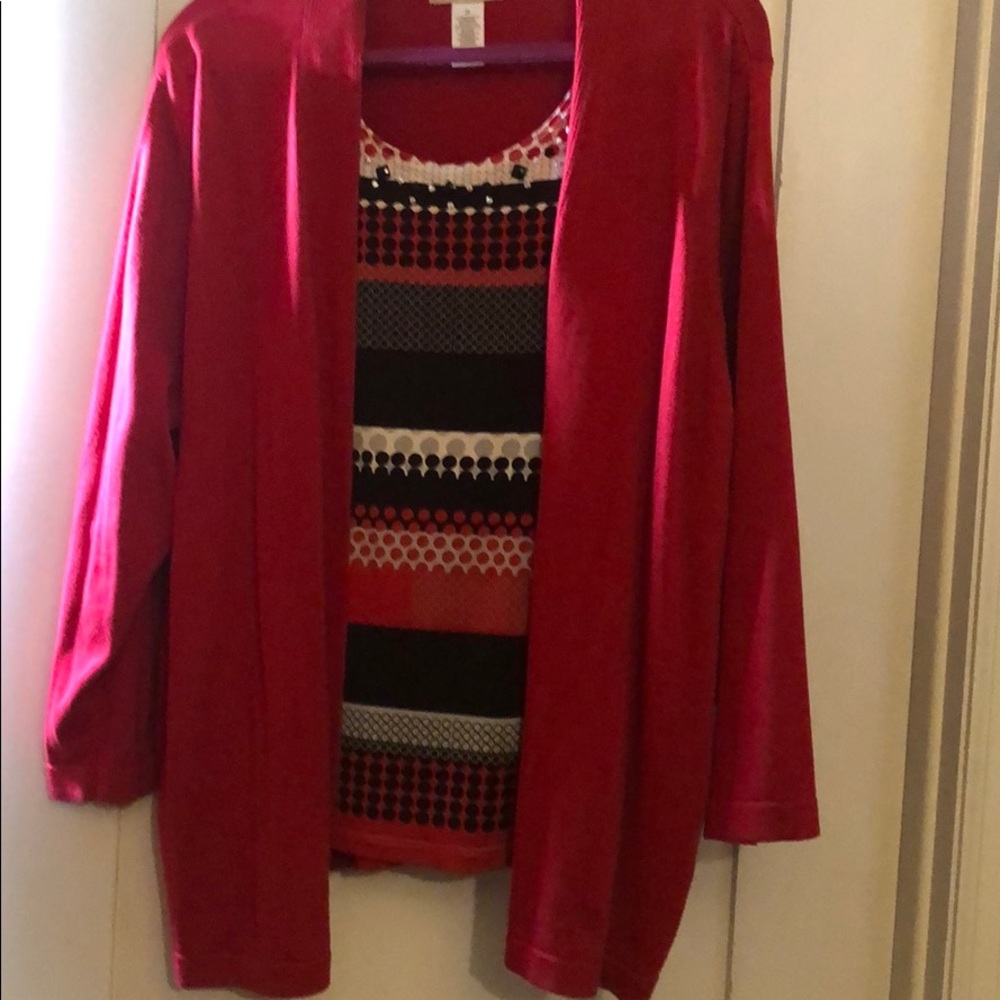 Red Cardigan with shirt